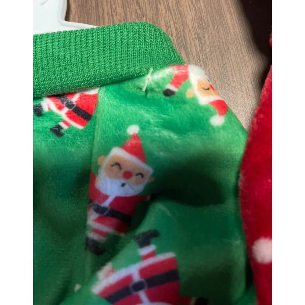 Santa & Reindeer Polka Dot Dog Pajamas 2-Pack Small Adorable Holiday Pet Outfit